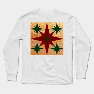 Red, Green and Gold Star Design 2 Long Sleeve T-Shirt